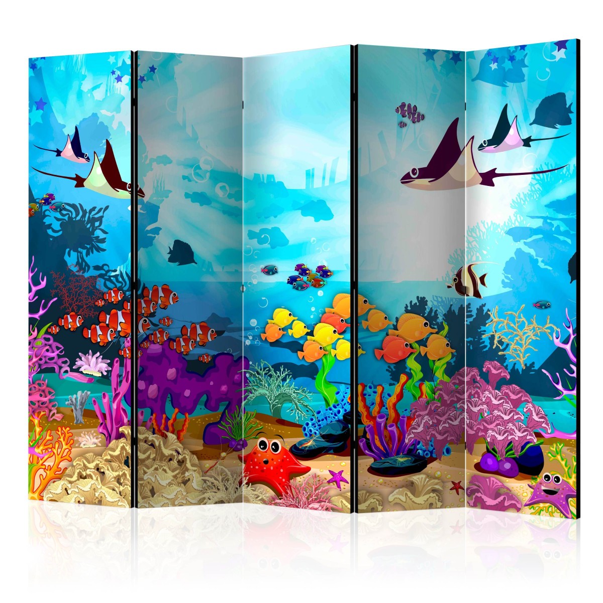 Paravent 5 volets Underwater Fun 172x225cm pour cacher le vis-à-vis et cloisonner sans travaux