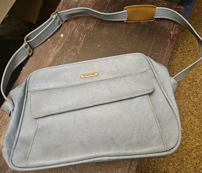 70's Vintage Luggage Samsonite Cordoba Weekender Tote Shoulder Bag Blue