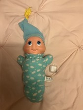 Playskool Vintage Glow Worm Toy Blue plush soft toy (Rare)