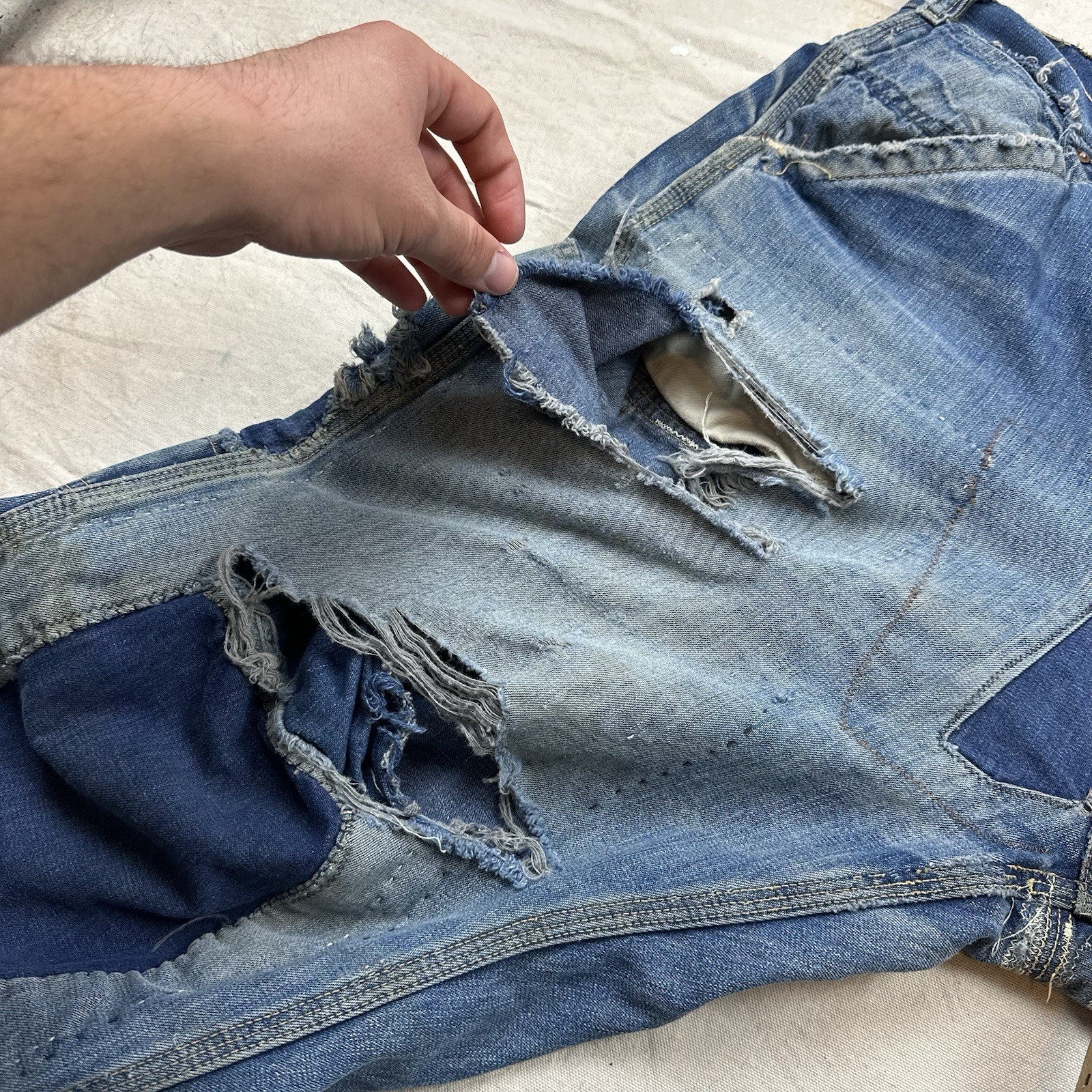 Vintage 60s Lee 191Z Jelt Denim Carpenter Pants Sanforized Distressed Union Made image 8