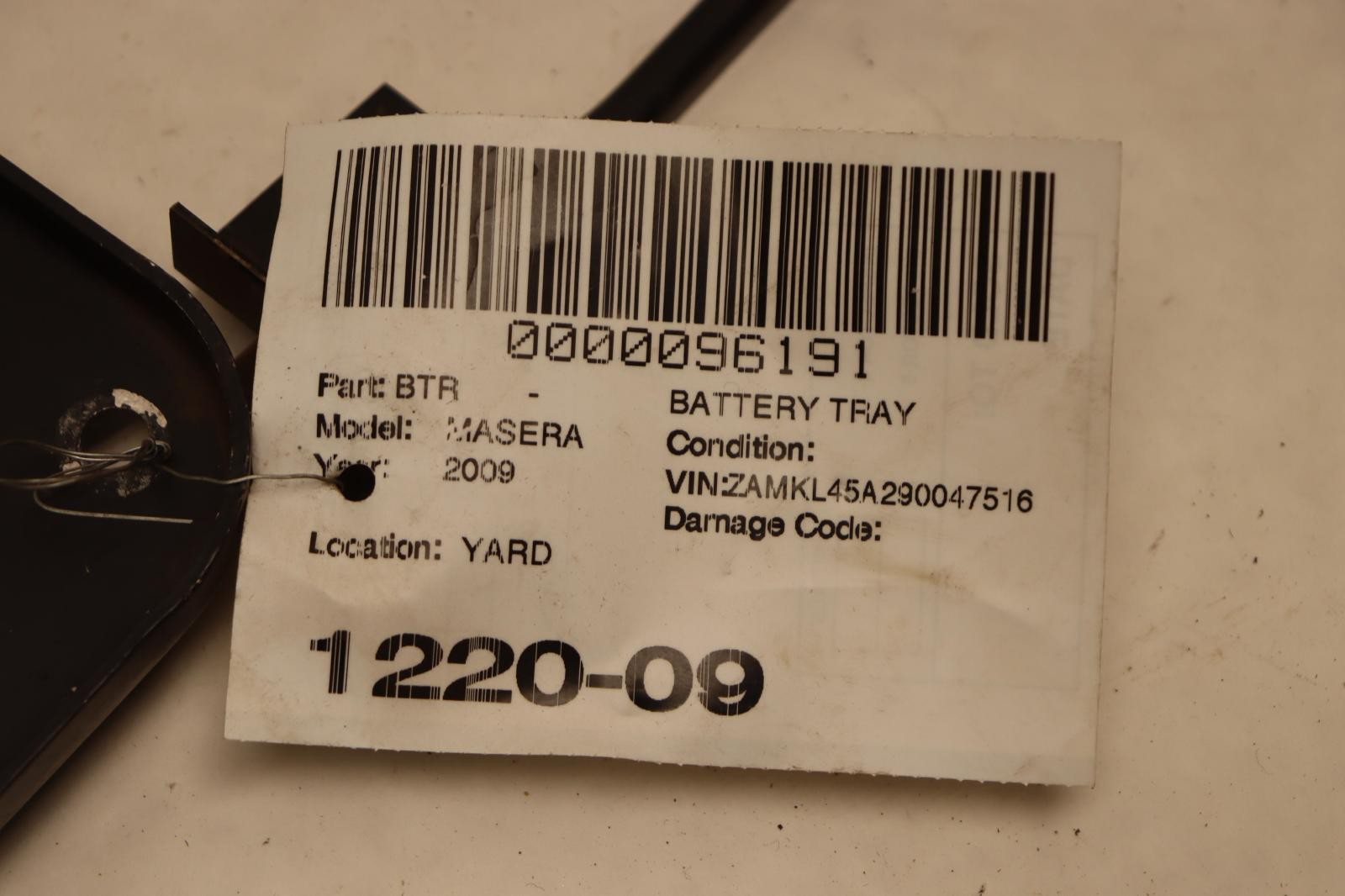 2009 MASERATI GRANTURISMO BATTERY TRAY HOLDER SUPPORT BRACKET OEM