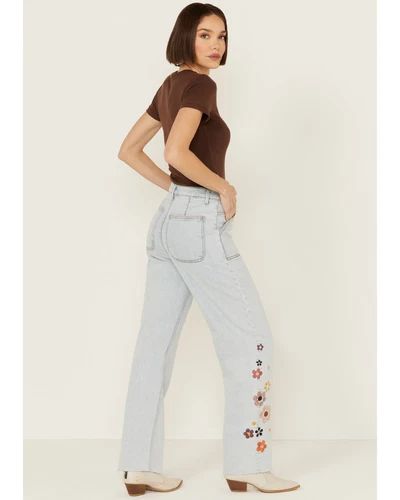 Driftwood Women's Callie X Boogie Nights Light Wash High Rise Floral Embroidered - Picture 3 of 13