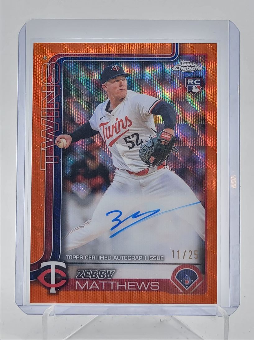 ZEBBY MATTHEWS 2025 TOPPS CHROME ROOKIE ORANGE WAVE RC AUTO /25 Q3967