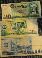 Staatsbank der DDR Banknoten Lot/Sammlung: 20 Mark 1975 (2x) & 100 Mark