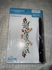 Janlynn Pillowcases - Roses And Butterflies - Stamped Embroidery
