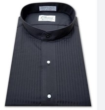 Classix 6XL Mandarin Collar Pleated Front Tuxedo Dress Shirt Black