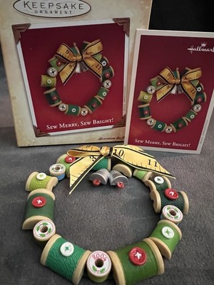 Hallmark Keepsake Ornament 2004 Sew Merry Sew Bright Spool Wreath MIB