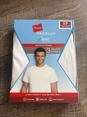 Hanes Premium X Temp White T Shirt 3 Tagless Crew Small
