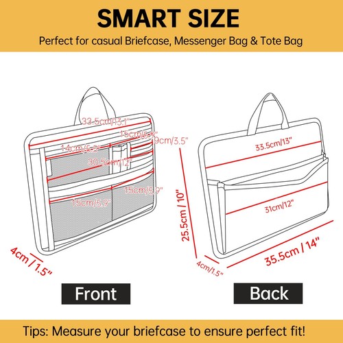 Briefcase Insert Organizer Office File Document Storage Small Gusset Bag in Bag - Picture 5 of 14