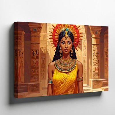Canvas Wall Art a Bright and Stylized Image of an Egyptian Queen Wearing a