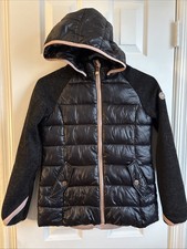 Michael Kors Youth Girl  s Black/ Pink hooded puffer jacket Size 10-12