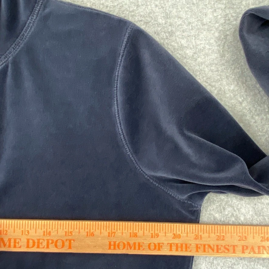 Liz Claiborne Sweatshirt Womens L Blue Velour Full Zip Long Sleeve Pockets - Image 4 of 4