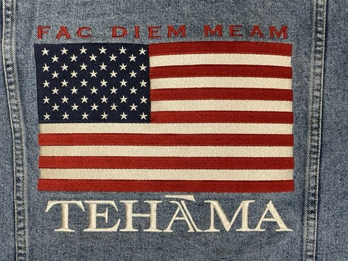VTG Tehama-Clint Eastwood American Flag Embroidered Denim/Jean Jacket Unisex S image 5