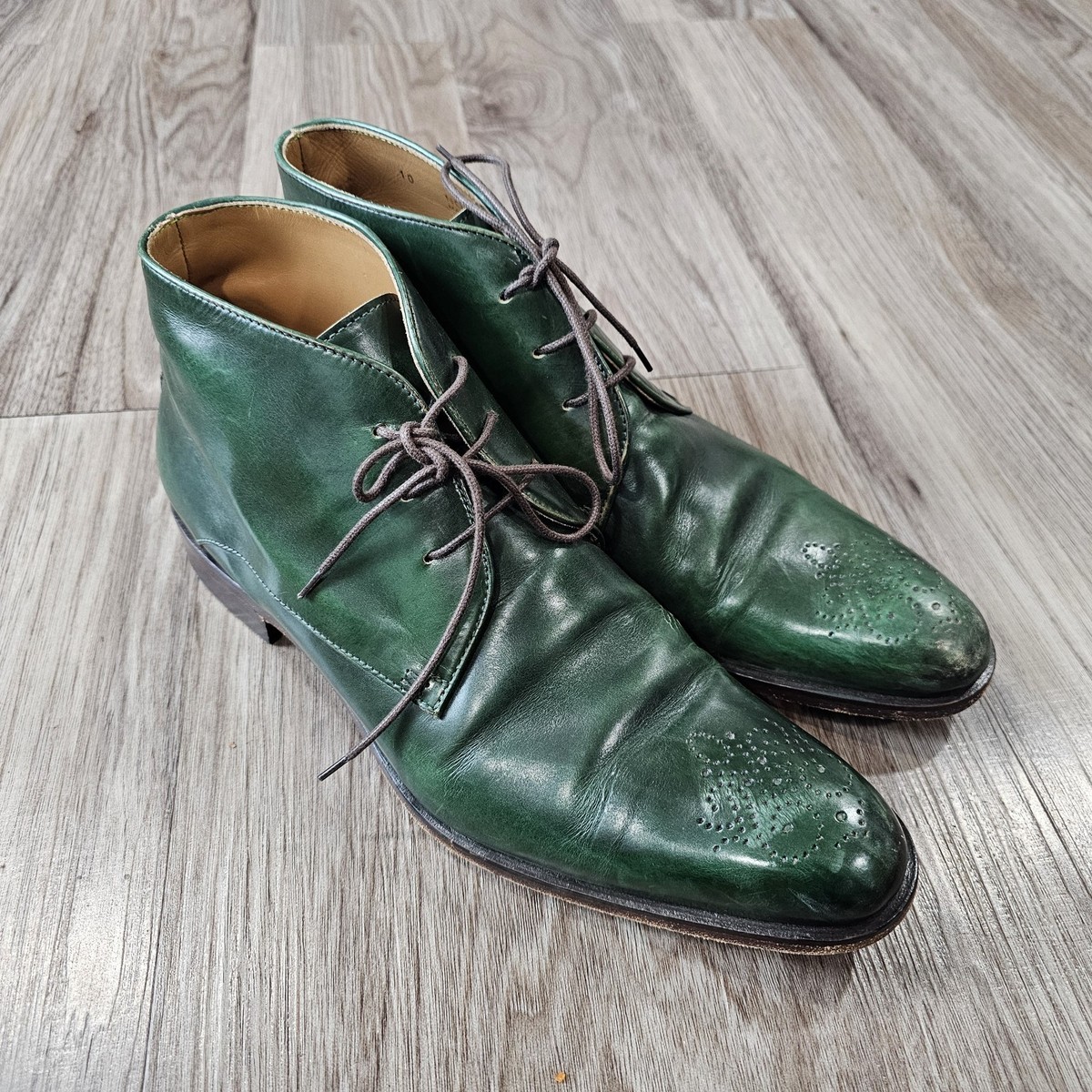 green dress boots men Emerald Patina Wingtip Leather Boots – LexaItaliano