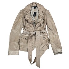 White House Black Market Champagne Ruffle Belted Utility Jacket Size 4 New NWT