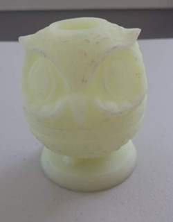 Vintage Fenton Art Glass Custard Yellow Owl Fairy Lamp