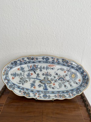 Meissen TEICHERT exklusive große ovale Fischplatte Zwiebelmuster '' Royal '' RAR !