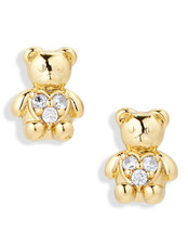 NEW KATE SPADE GOLD TONE MINI BEAR CZ CUBIC ZIRCONIA CRYSTALS STUD EARRINGS