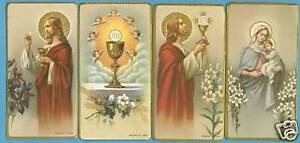 Vintage Catholic Holy Cards Lot of 4 from 1930&#039;s Jesus Holy Communion Mary