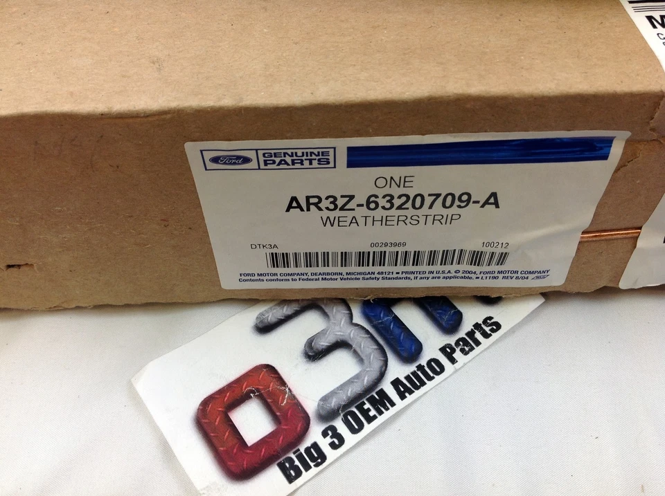 Faixa de borracha para janela frontal lateral Ford Mustang LH nova OE AR3Z-6320709-A - Imagem 2 de 2