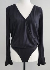 Atmosphere Women Bodysuit Size 18 Black Long Sleeve V Neck Lightweight