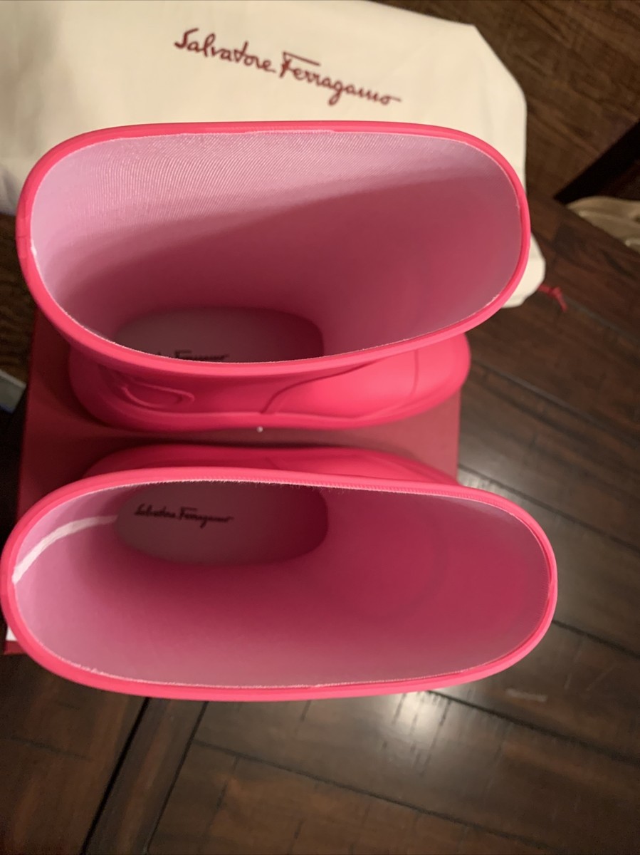 SALVATORE FERRAGAMO Gancini Logo Rain Boots, NWT Retail$630