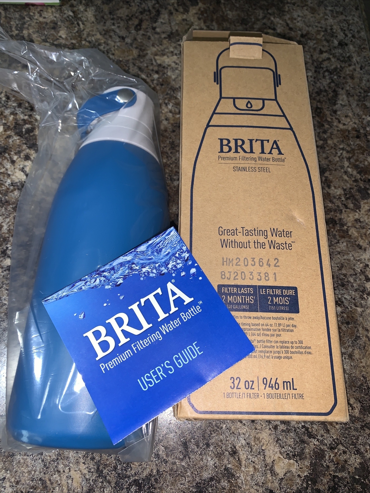 Brita Stainless Steel Water Bottle With Filter 32Oz Premium Filtered Colorcarbon