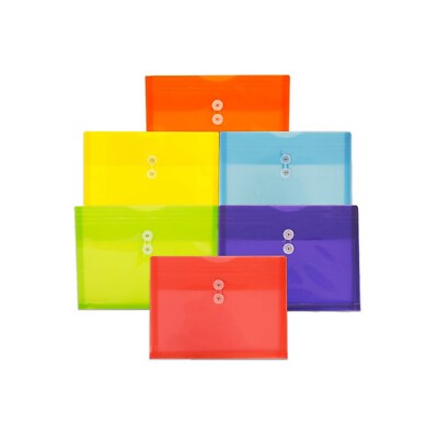 JAM PAPER Plastic Filing Envelopes with Button & String Tie Closure Letter Size