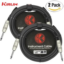 2-PACK 30FT Kirlin 1/4" Mono Straight Male/Male Instrument Guitar Cable, 20AWG