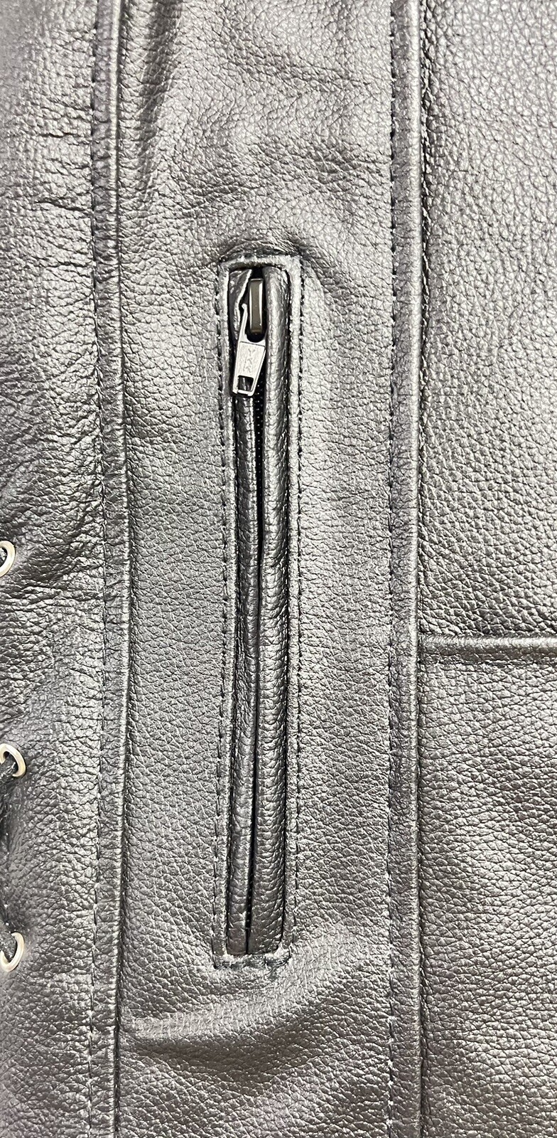 Alpha Cycle Gear Leather Vest Motorcycle XL Riding Biker Carry Pockets