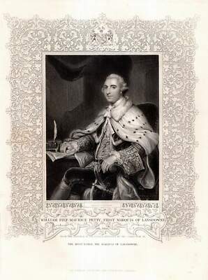 c1850 William Petty Grossbritannien Militär Staatsmann Stahlstich-Porträt
