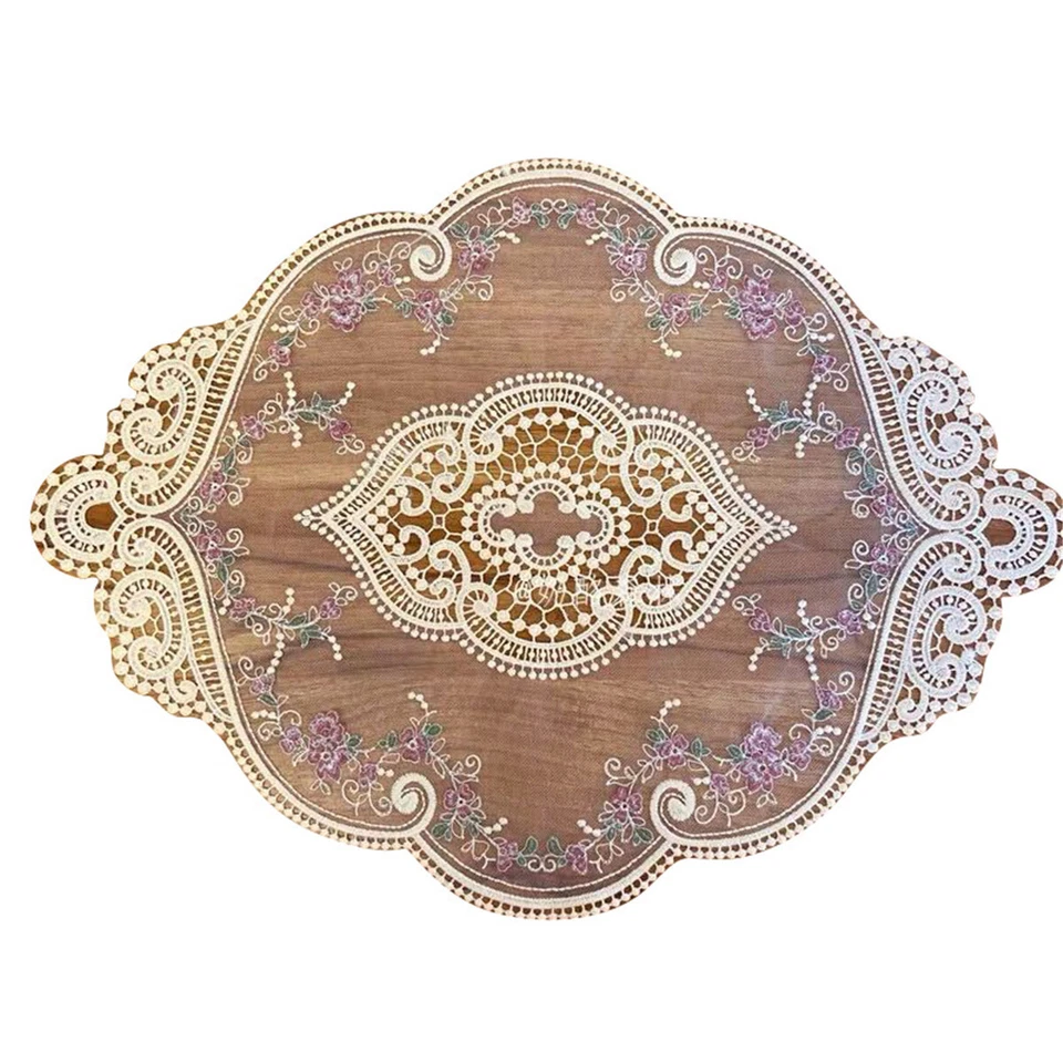 Flower Lace Applique Ribbon Trim Polyester Mesh Sofa Curtain Bed Cover Trimmings - Image 2 of 4