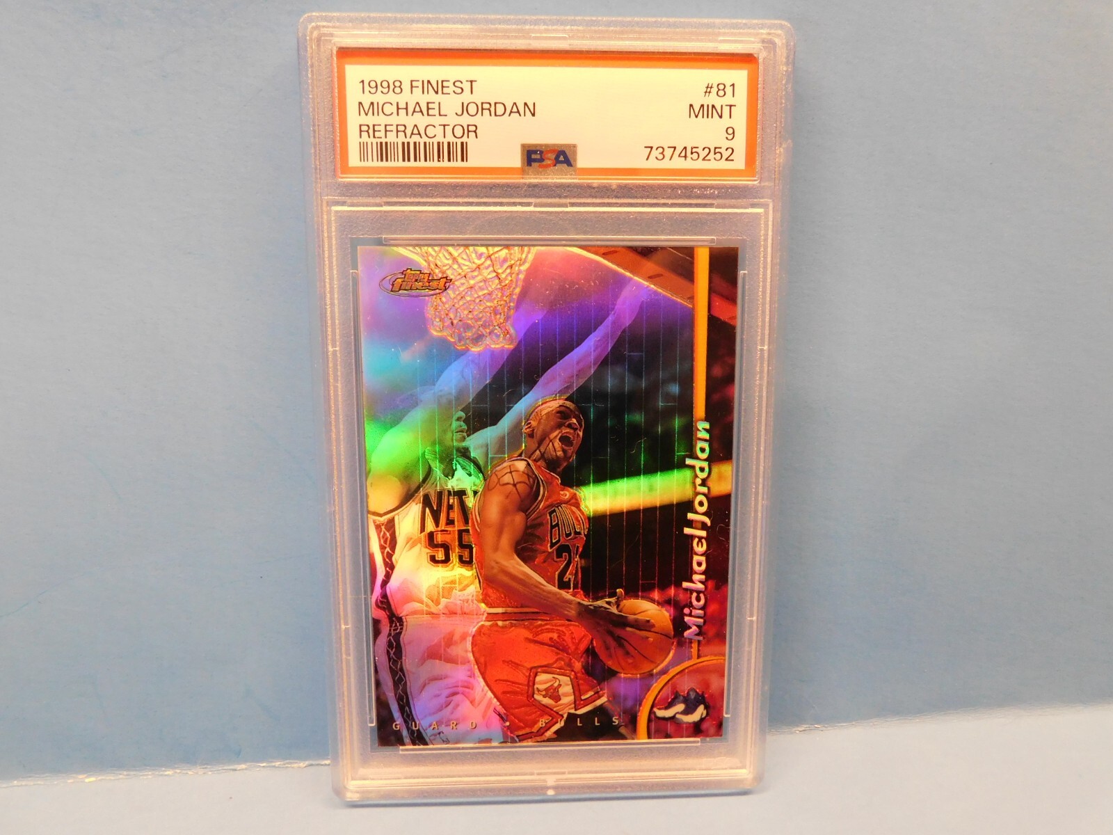 1998 Topps Finest Michael Jordan Refractor PSA Mint 9 Card #81