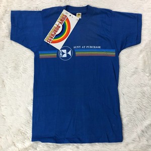 Vtg-New-SUNY-Purchase-College-Shirt-Sz-Medium-Tee-Blue-Rainbow-Window-Cling