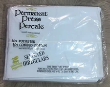 West Point Pepperell Permanent Press Percale 1 Twin Flat Sheet 180 Thread Blue