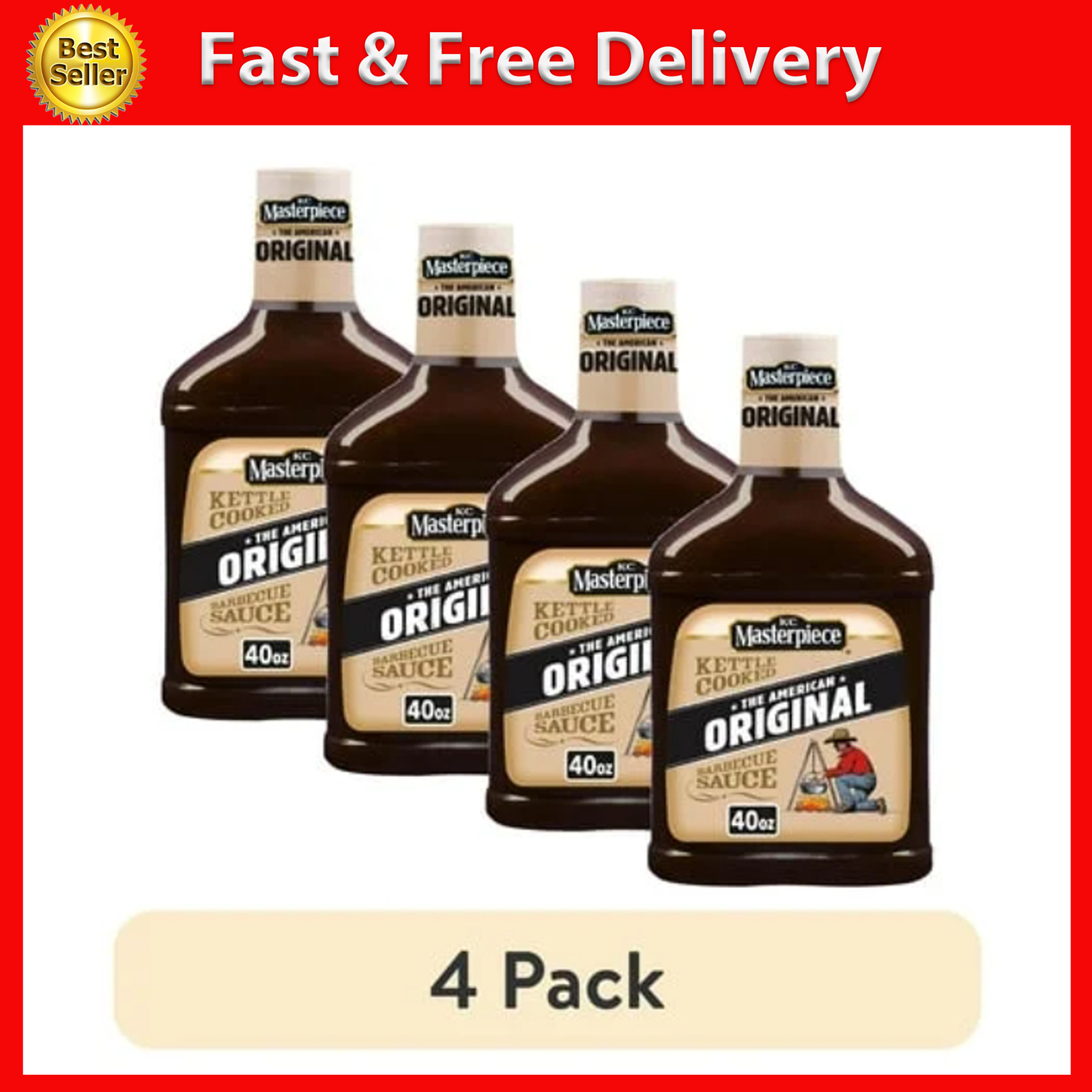 (4 Pack) Original Barbecue Sauce, 40 Oz