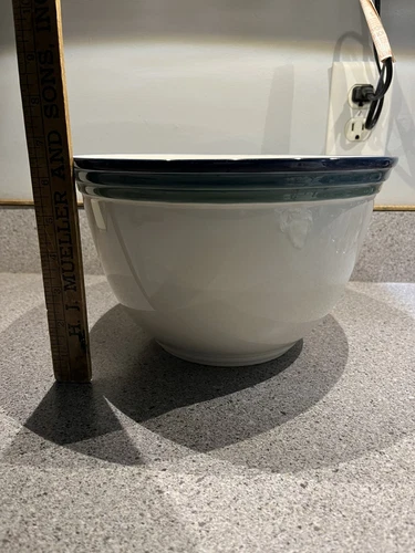 VTG  Pfaltzgraff mixing bowl with blue and green stripe approx. 10 W X 6.5 D