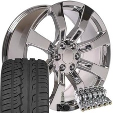 5409 Chrome 22 Inch 6x5.5 Rims 28545r22 Tires Fit Cadillac Chevy Gmc
