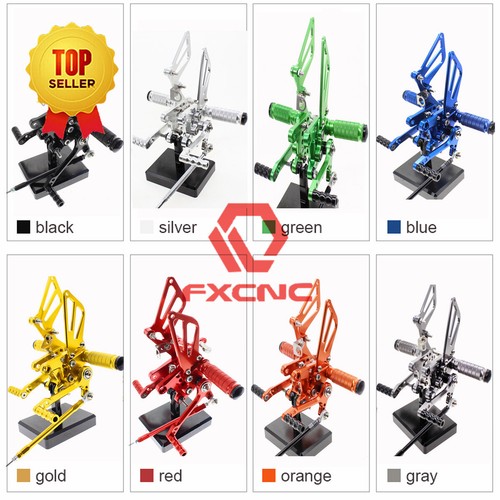 For Suzuki GSX600 2000 2001 2002 2003-2005 CNC Rearsets Foot Peg Footrest Silver - Picture 4 of 13