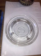 Sheraton Hotel Clear Glass Ashtray 1970's "S" Logo 5"
