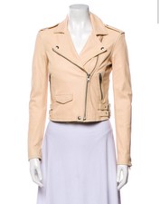 Iro Ashville “vintage Yellow” Leather Biker Moto Jacket 34 Xs