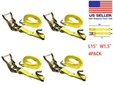 2/4/6 PACK New 1.5" x 15' 4000 lb Ratchet Straps J Hook Heavy Duty Tie Downs