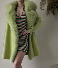 Cuffie Regina Light Green Cardigan Coat Fox Fur Xs