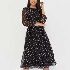 Women Polka Dot Midi Dress Ladies Cocktail Party Holiday Beach Swing Dresses