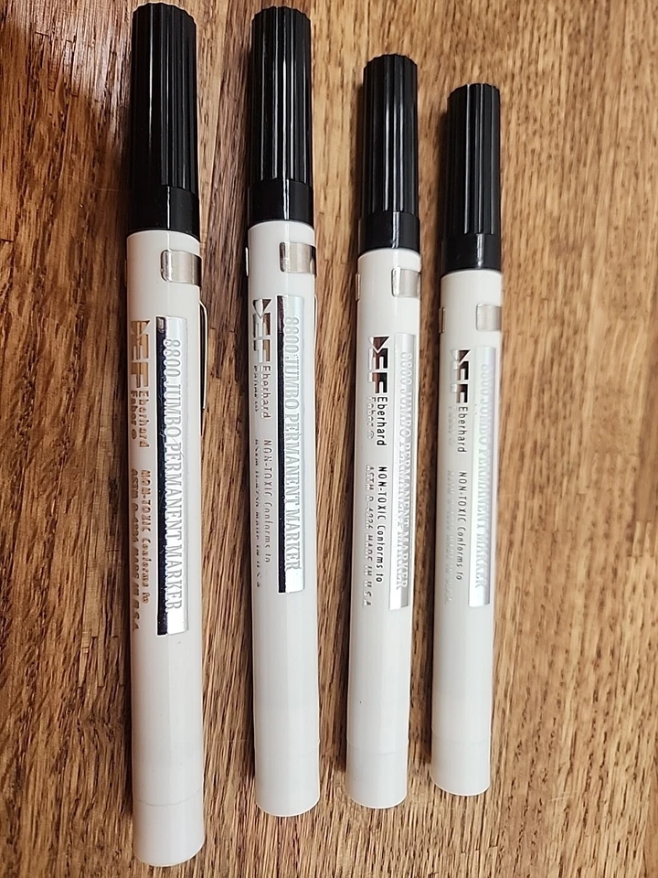 Lote de 4 marcadores permanentes jumbo con punta de cincel negros #8800 Eberhard Foto 2 de 2