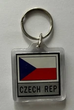 Czech Republic Key Chain Country Flag Plastic 2 Sided Key Ring