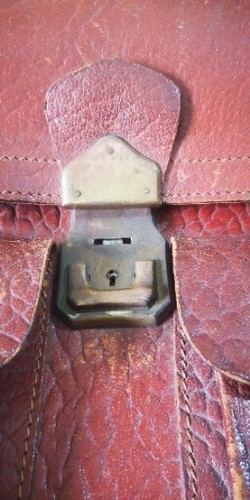 Retro Satchel Bag Vintage brown thick leather briefcase Large - Picture 8 of 13