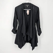 A Pea In The Pod Nursing Open Cardigan Roll Tab Sleeve Black Women's Size XS