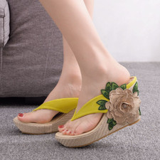 Sandalias De Cuñas De Plataforma Para Mujer Zapatos Flores Verano Moda 休闲-