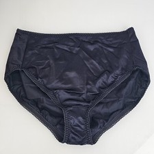 Vanity Fair Black Second Skin Satin Panties Shiny Slippery Shapewear 8 9 XL XXL